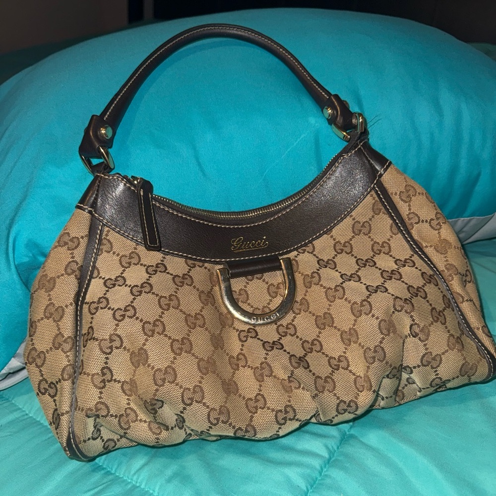 Gucci Tan and Brown GG Canvas Shoulder Bag
